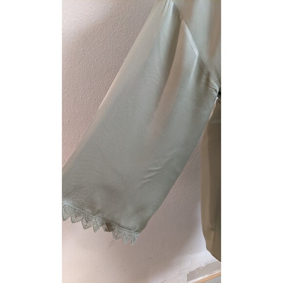 Women's BHLDN BEHOLDEN Sage Green Viscose Satin Tie Front Matine Robe M - Picture 7 of 14